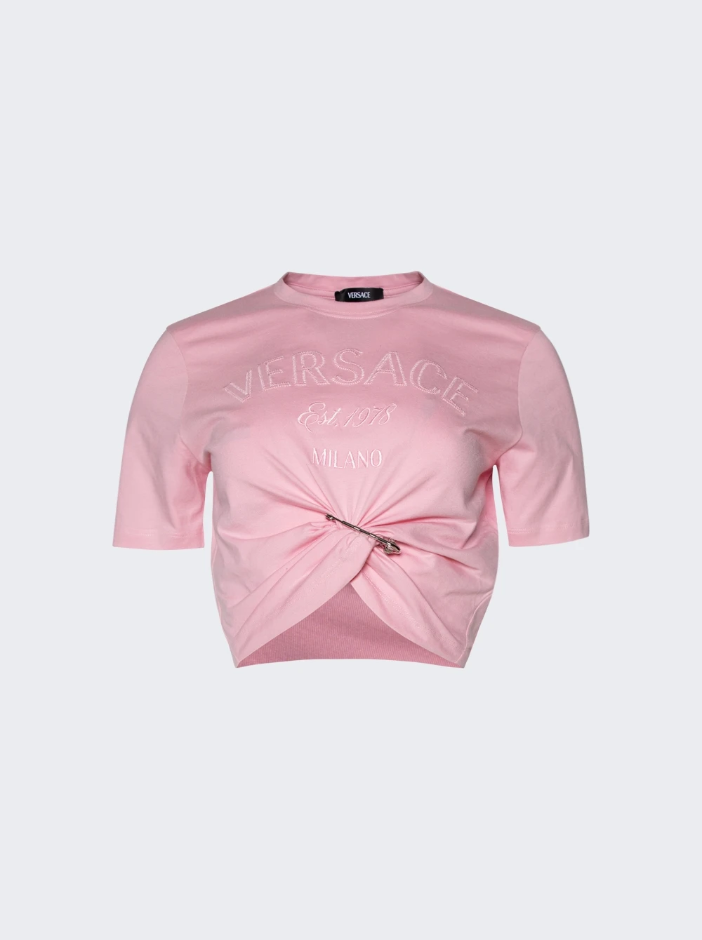 Versace Milano Stamp Crop T-shirt Pale Pink