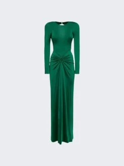 Victoria Beckham Circle Detail Open Back Gown Viridian