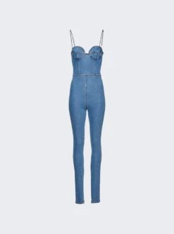 Magda Butrym Denim Bustier Jumpsuit Blue
