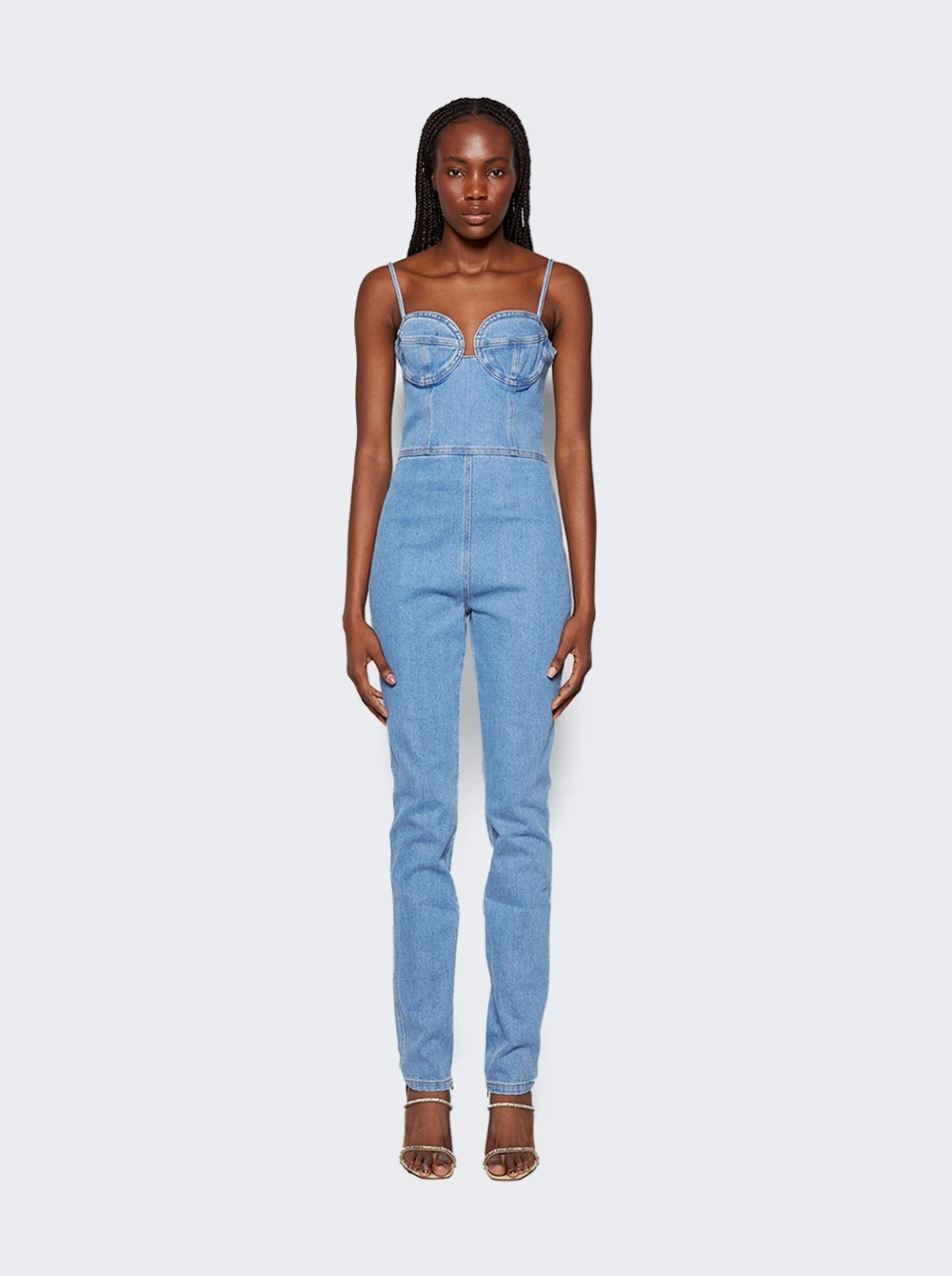 Magda Butrym Denim Bustier Jumpsuit Blue - Image 3