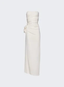Magda Butrym Gathered Strapless Maxi Dress Cream