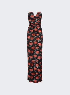 Magda Butrym Bustier Maxi Dress Black Floral Print