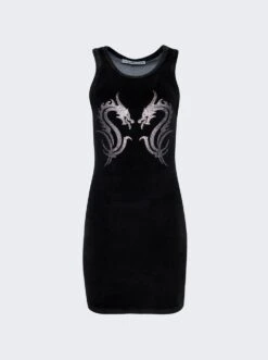 Tank Mini Dress With Crystal Dragon Hotfix Washed Pepper
