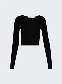 Pullover With Logo Necklace Black