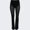 Beaded Hotfix Sheer Boot Leg Pant Black