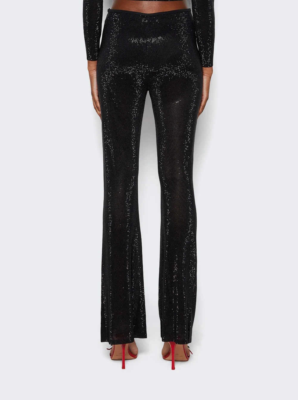 Beaded Hotfix Sheer Boot Leg Pant Black - Image 5