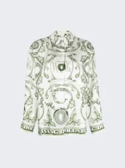 Money Print Silk Blouse Ivory And Green