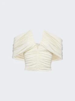 Magda Butrym V Neck Wrap Blouse Cream