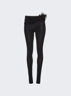 Magda Butrym Floral Applique Leggings Black