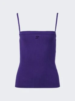 COURREGES Rib Knit Tank Top Ultraviolet