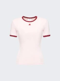 COURREGES Bumpy Contrast T-Shirt Powder Pink