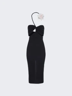 Magda Butrym Wire Neckline Midi Dress Black