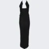 Tailored Slope Halter Dress Black
