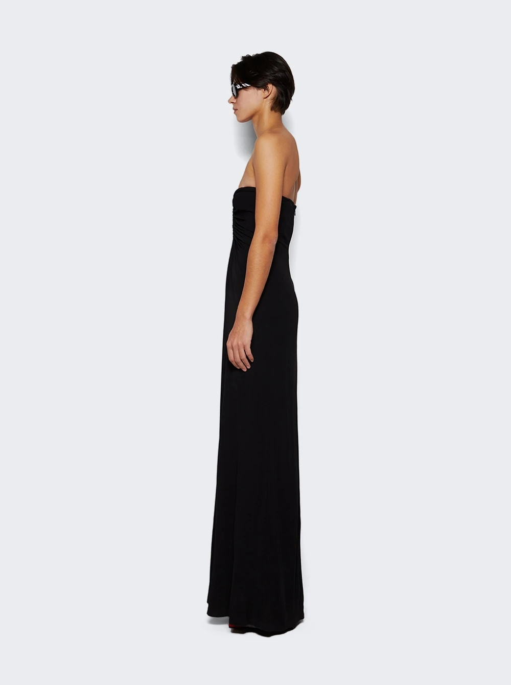 Arced Palm Strapless Dress Black - Image 4