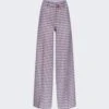 Area Crystal Button Wide Leg Trousers Lilac