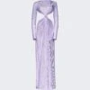 Area Crystal Embellished Front Knot Gown Lilac