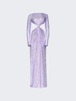 Area Crystal Embellished Front Knot Gown Lilac