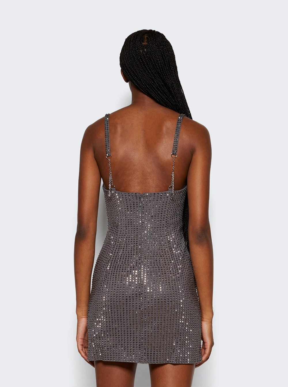 Area Crystal Embellished Mini Dress Charcoal - Image 5