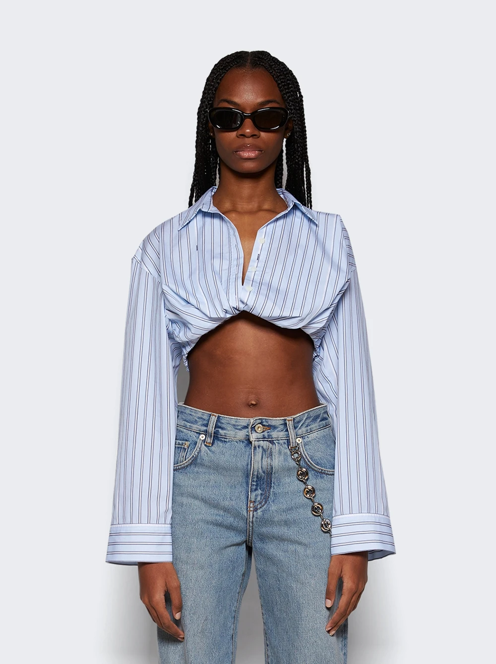 Jacquemus La Chemise Bahia Courte Shirt Print Blue Stripe - Image 3