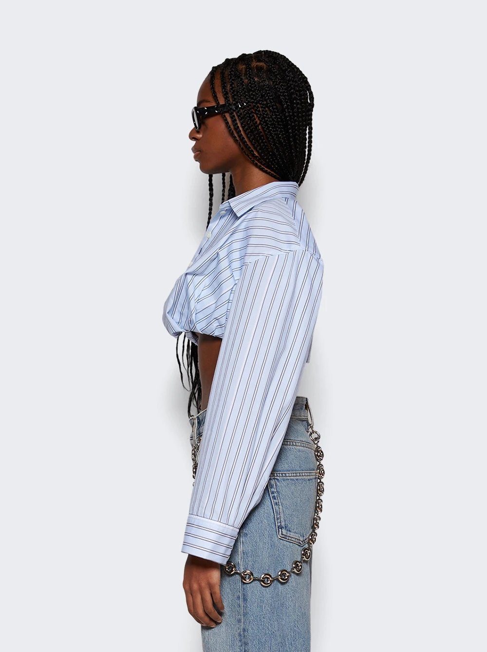 Jacquemus La Chemise Bahia Courte Shirt Print Blue Stripe - Image 4