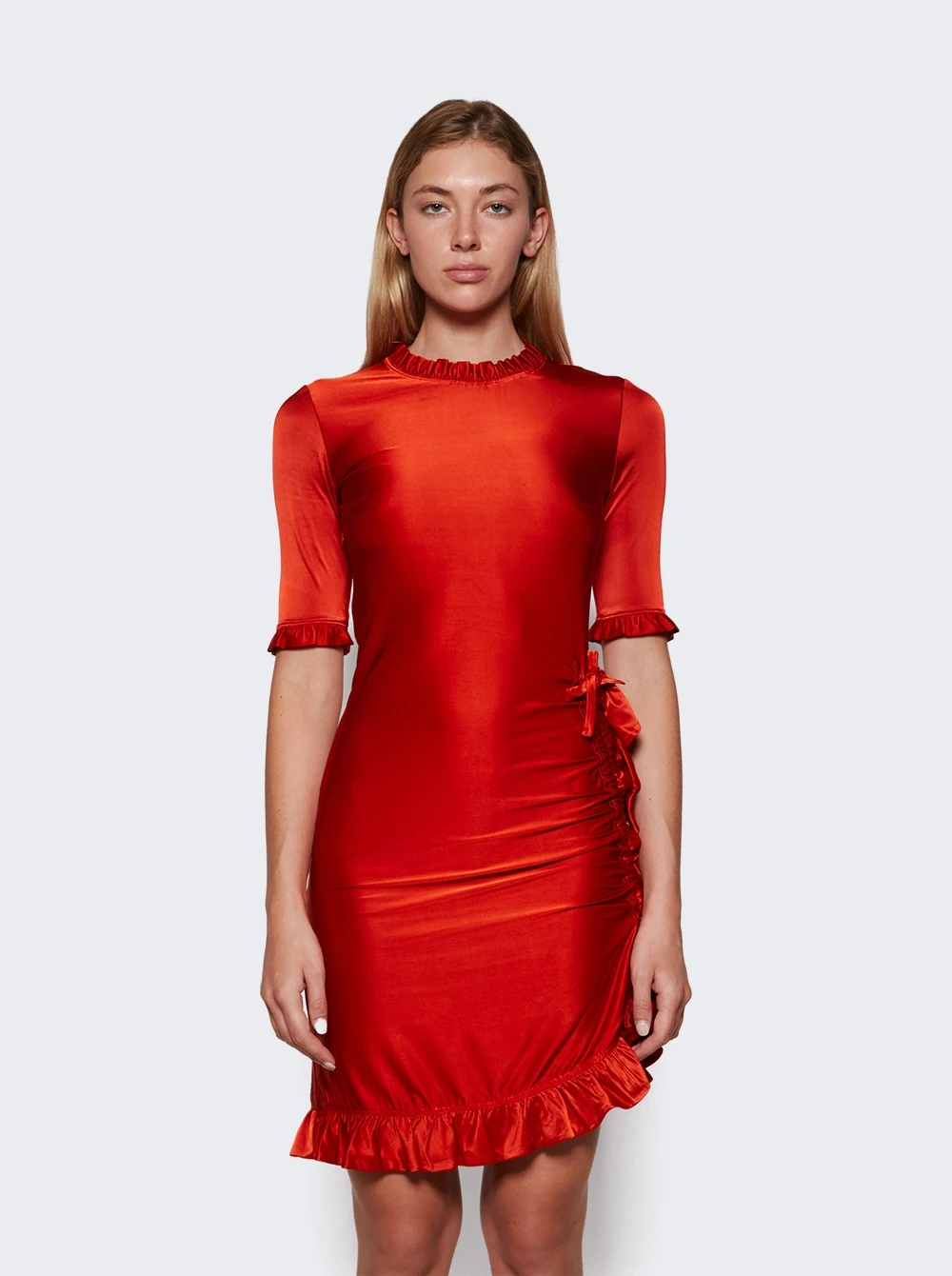 Ruffled Mini Dress Paprika - Image 3