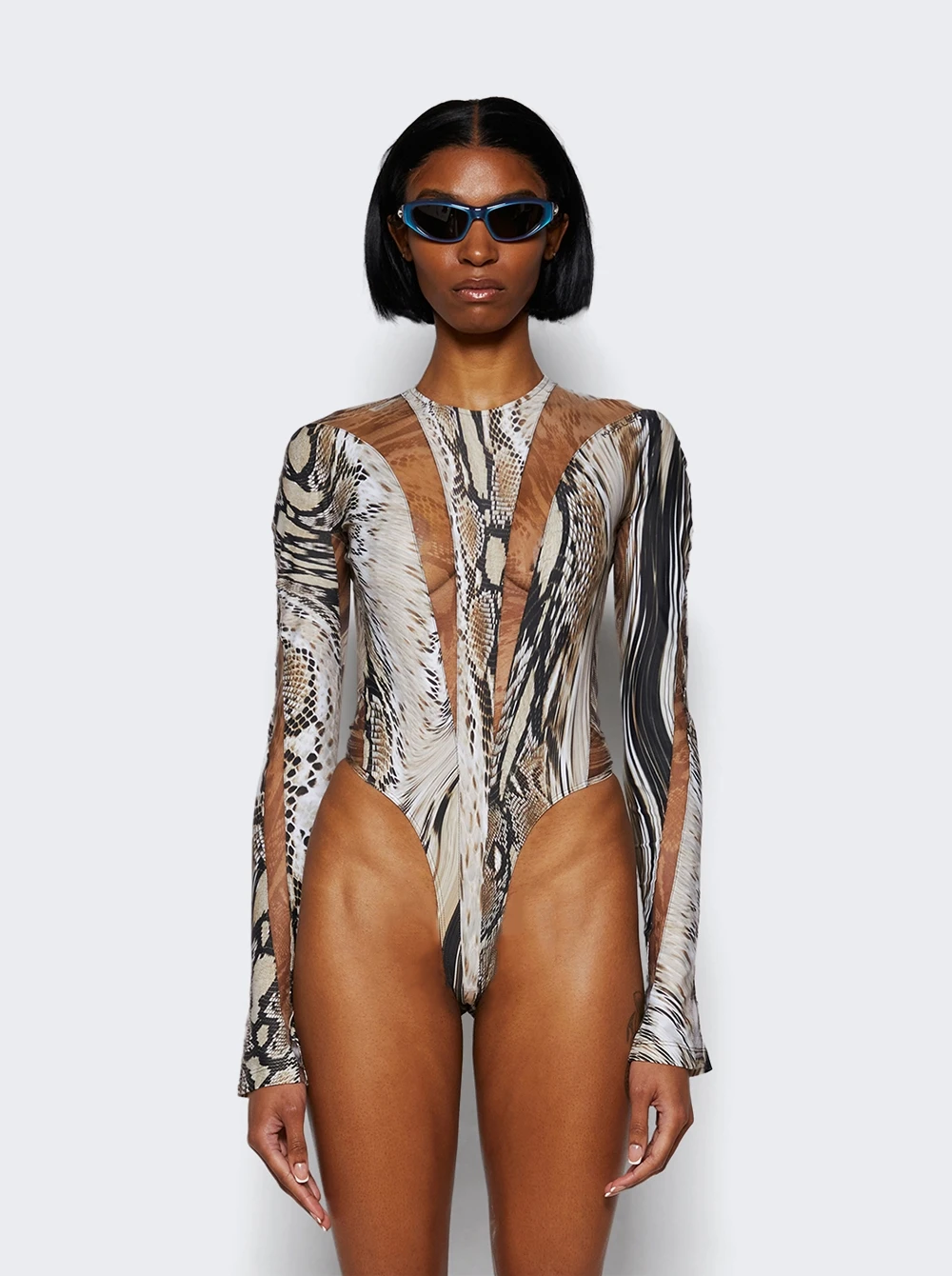 Mugler Illusion Bodysuit Warped Snake Roccia - Image 3