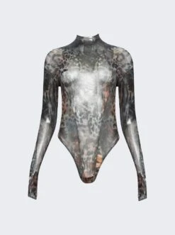 Mugler Printed Bodysuit Octopus And Silver