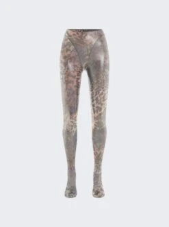 Mugler Printed Mesh Tights Octopus And Silver