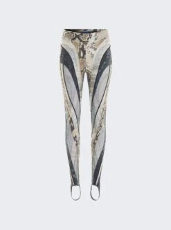 Mugler Sheer Spiral Leggings Snake Roccia And Black