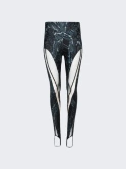 Mugler Printed Spiral Leggings Warped Snake Black And Nude