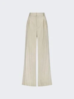 Jean Paul Gaultier Flowers Striped Trousers With Center Back Lacing Ecru