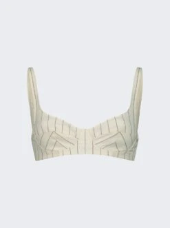 Jean Paul Gaultier Flowers Striped Bra Ecru
