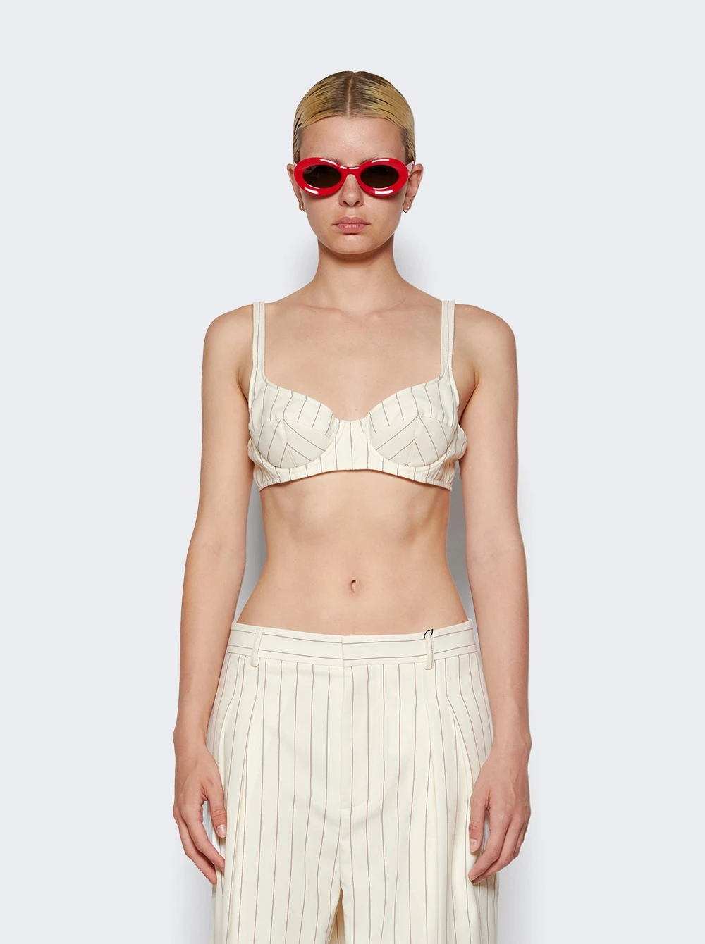Jean Paul Gaultier Flowers Striped Bra Ecru - Image 3