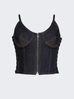 Jean Paul Gaultier Flowers Corset Top Indigo