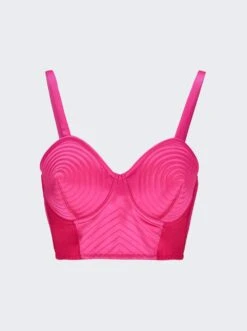Jean Paul Gaultier Satin Stretch Conical Bra Top Shocking Pink
