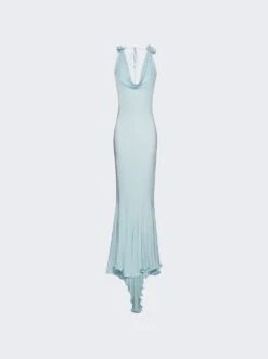 Magda Butrym Cowl Neck Maxi Dress Blue