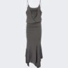 Asymmetric Midi Dress Dark Grey