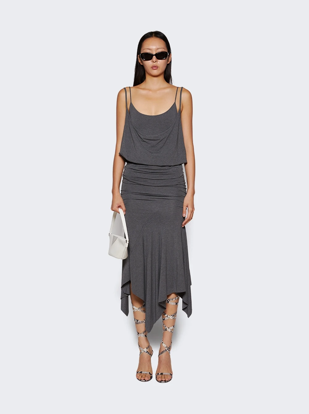 Asymmetric Midi Dress Dark Grey - Image 2