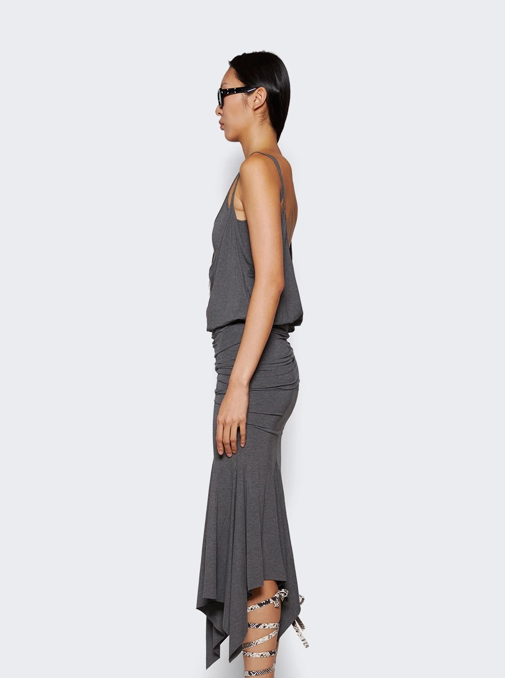 Asymmetric Midi Dress Dark Grey - Image 4