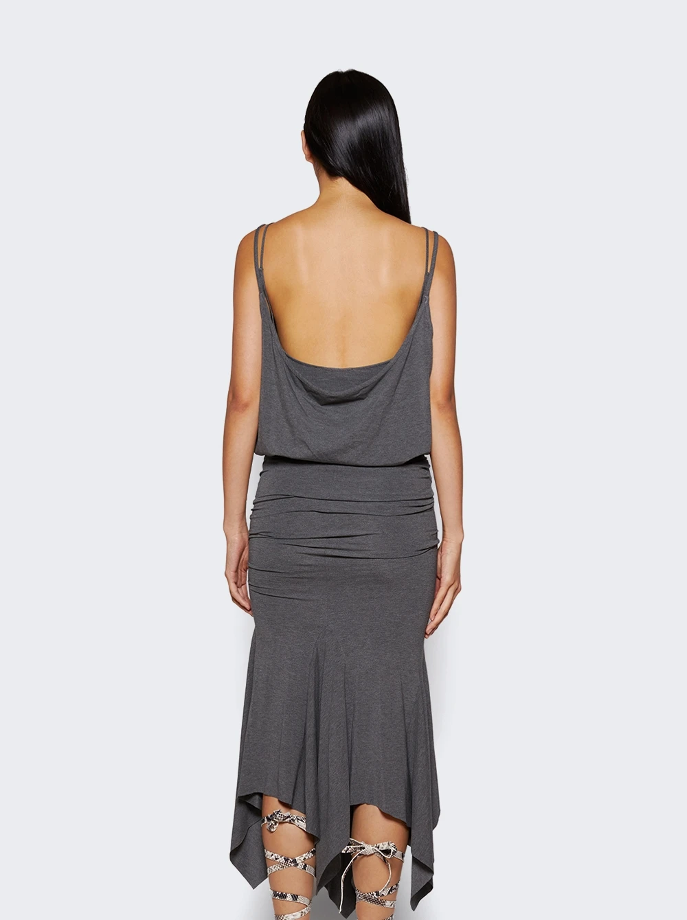 Asymmetric Midi Dress Dark Grey - Image 5