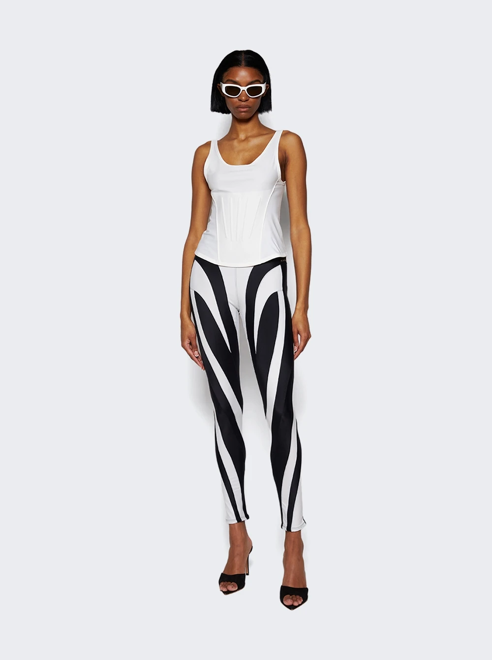 Mugler Spiral Leggings Black & White - Image 2