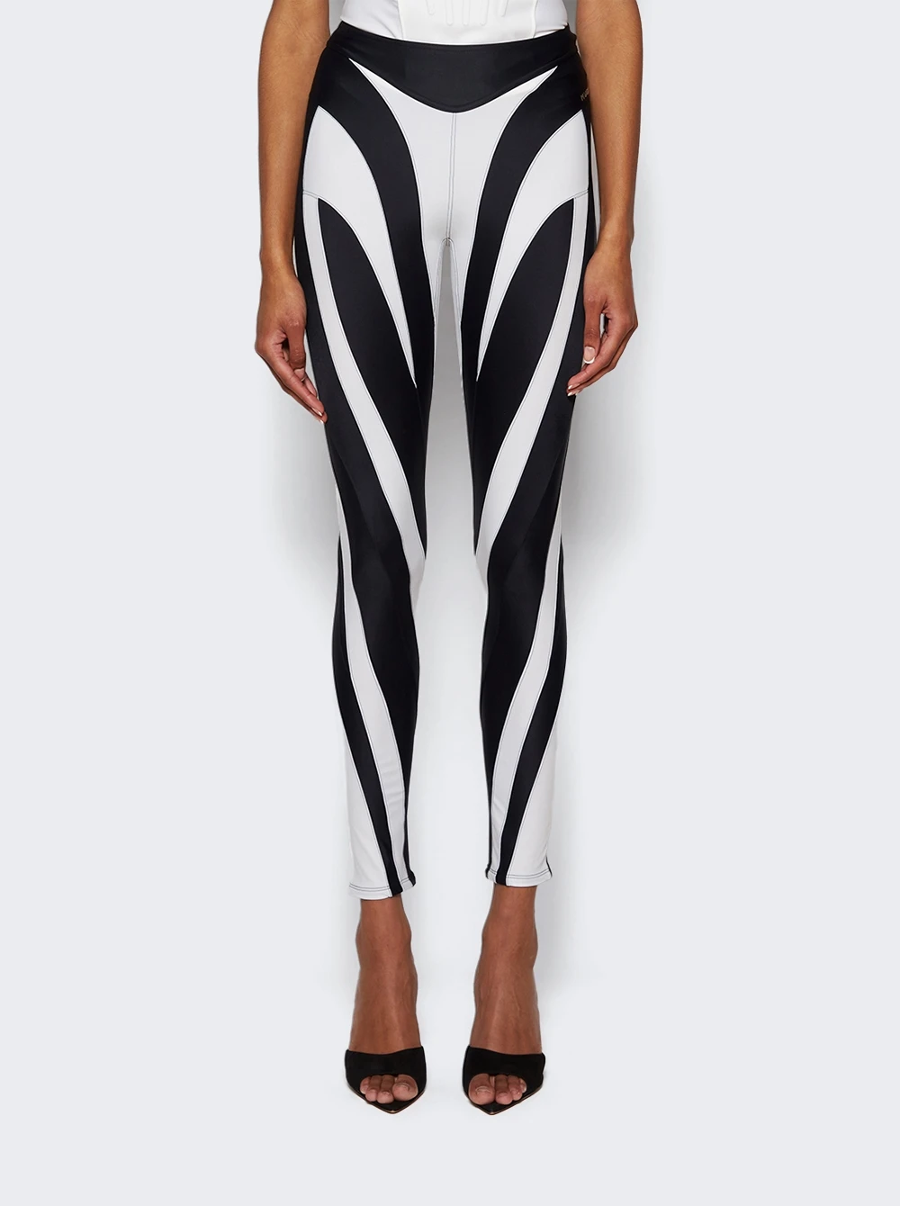 Mugler Spiral Leggings Black & White - Image 3