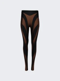 Mugler Spiral Leggings Cinnamon And Black