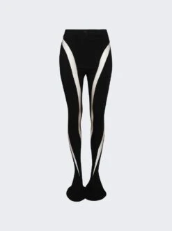 Mugler Spiral Pants Black And Nude