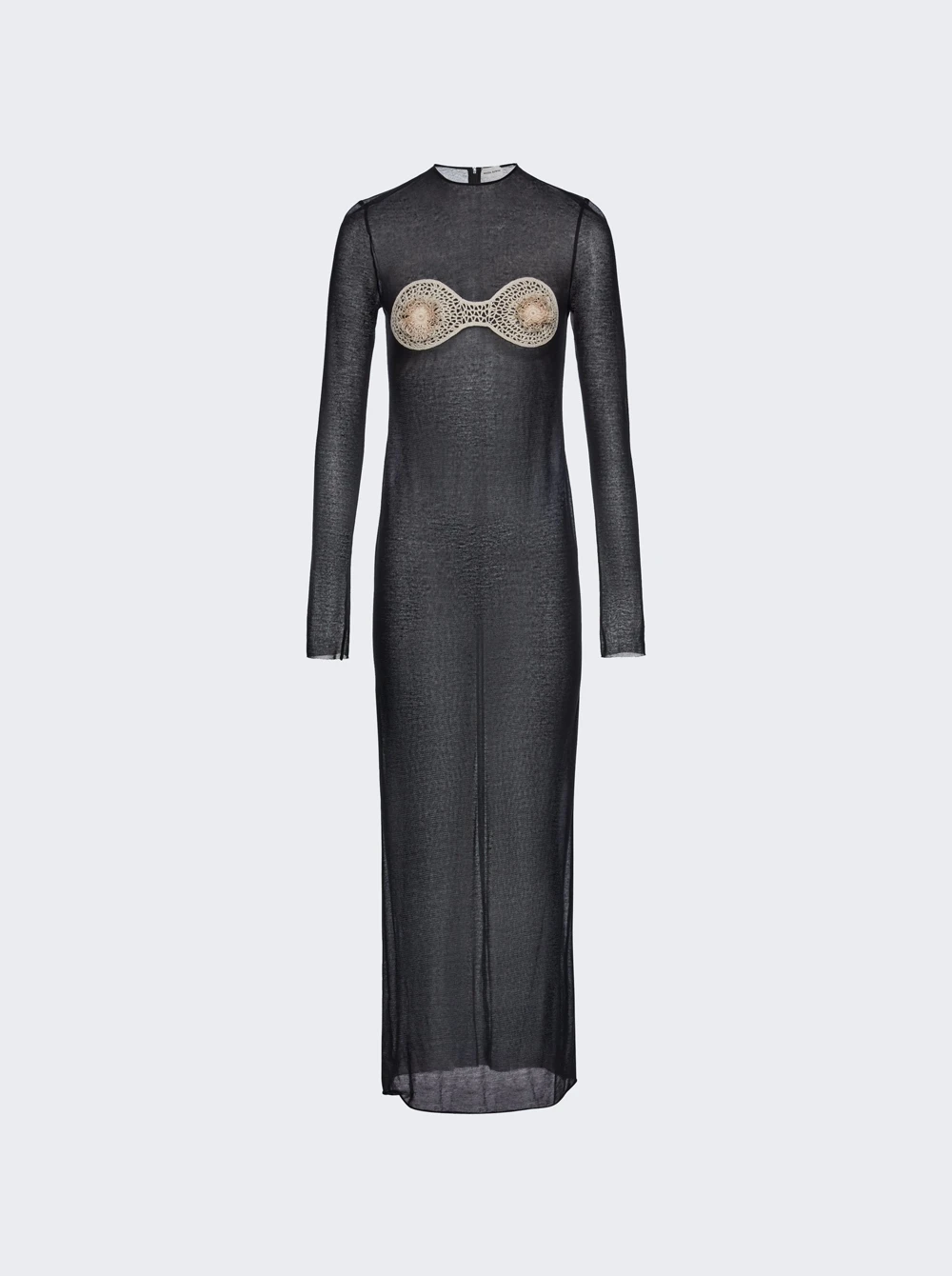 Magda Butrym Sheer Crochet Bra Dress Black