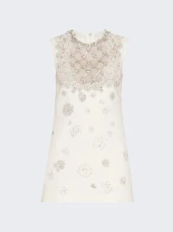Valentino Embroidered Mini Dress White