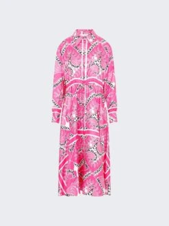 Valentino Printed Long Sleeve Dress Pink