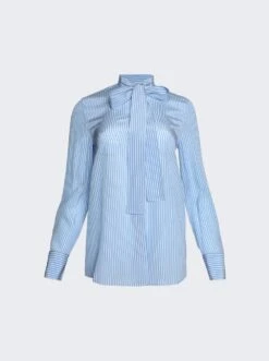 Valentino Striped Silk Shirt Light Blue