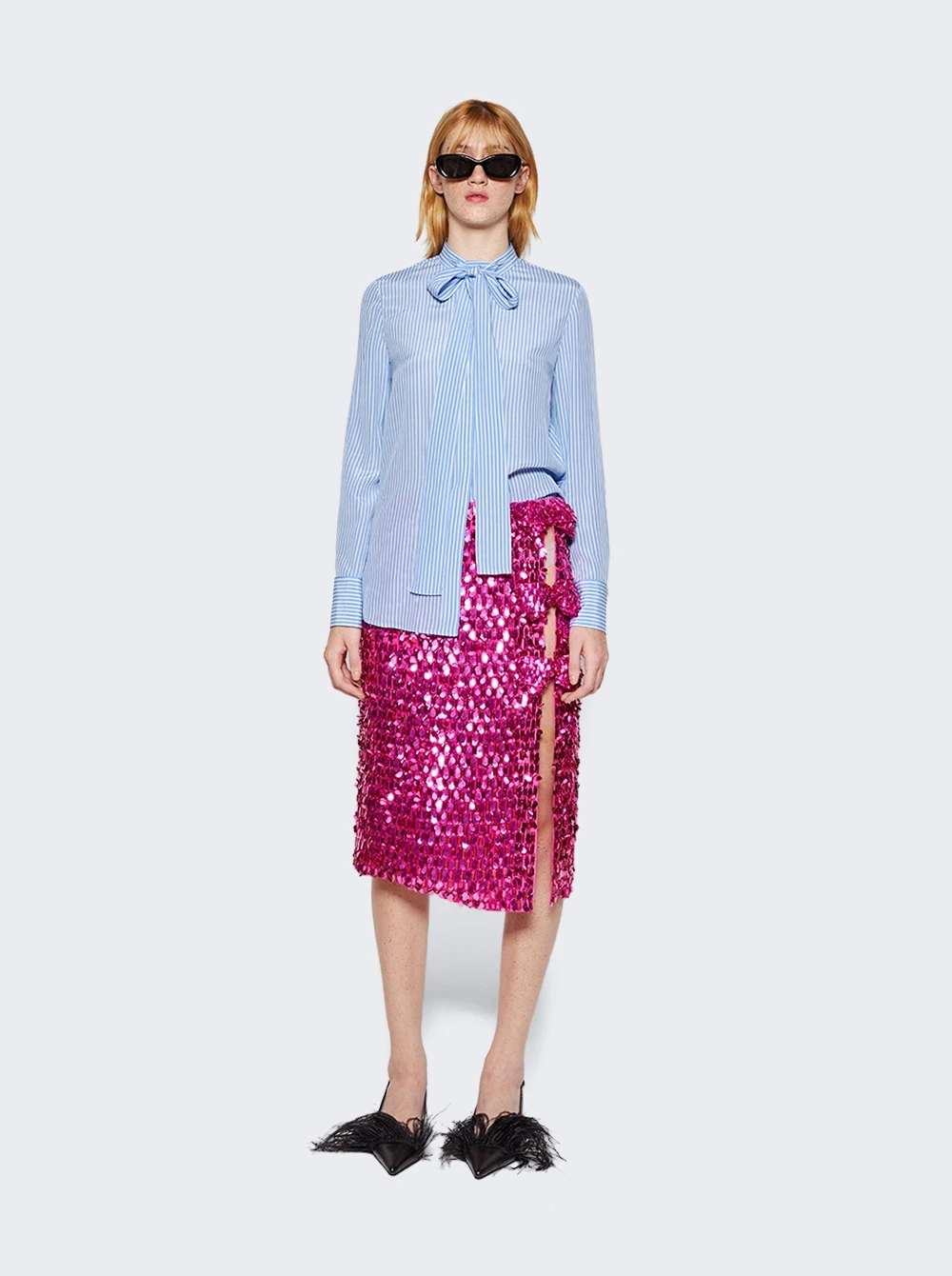 Valentino Striped Silk Shirt Light Blue - Image 2