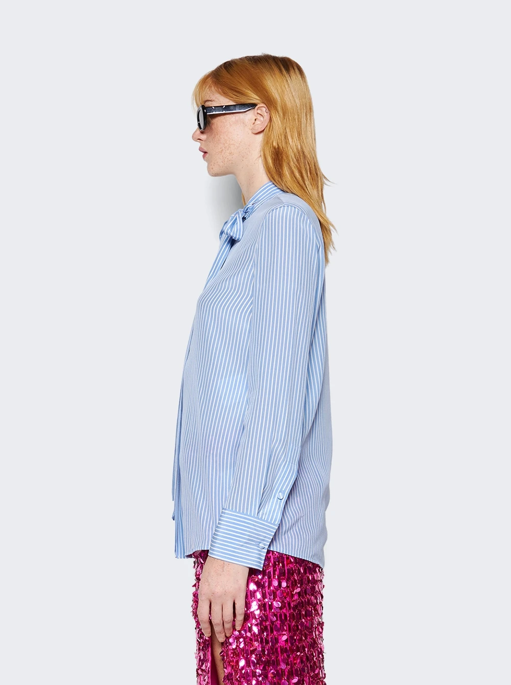 Valentino Striped Silk Shirt Light Blue - Image 4